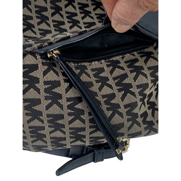 Michael Kors Evie Monogram Canvas & Leather Small Backpack Black/Brown Used - Picture 3 of 16